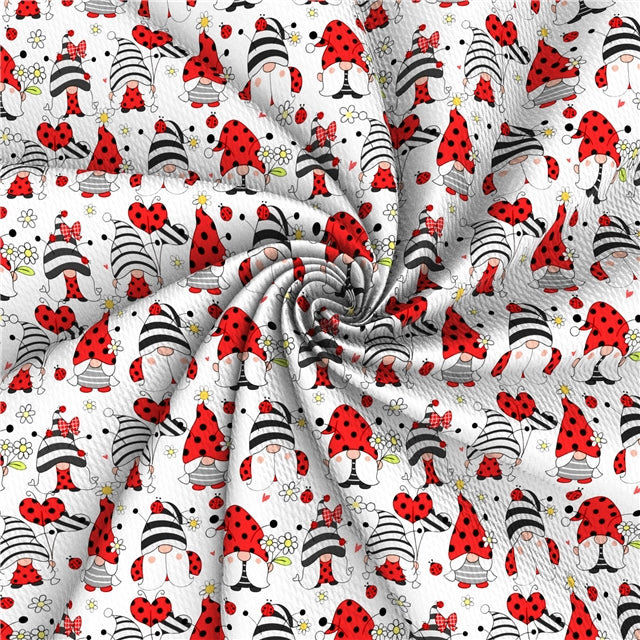 Ladybug Gnomes Print Bullet Textured Liverpool Fabric