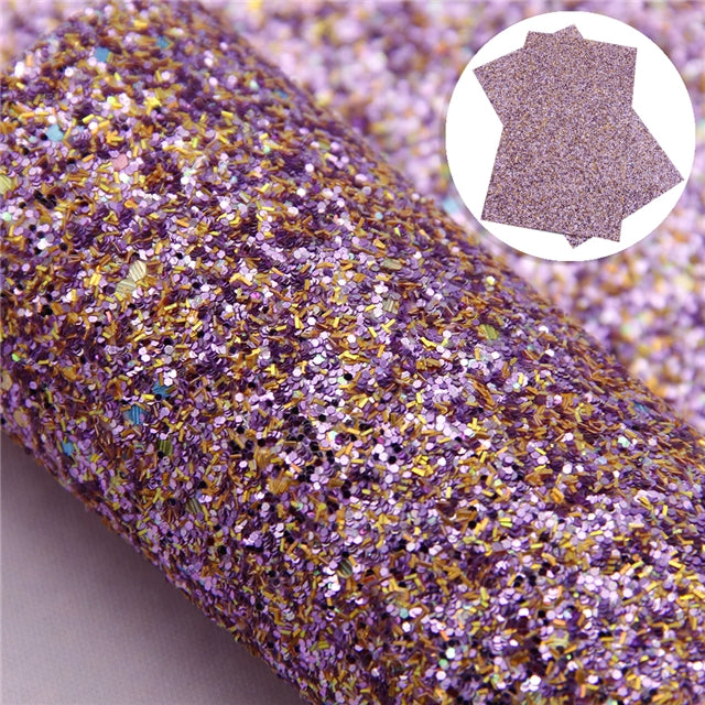 Sequins Chunky Glitter Printed Faux Leather Sheet