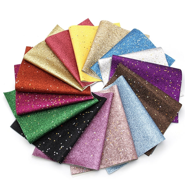 Fine Glitter with Stars Printed Sheet Multiple Colors