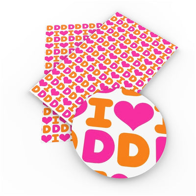 Dunkin’ Donuts Printed Faux Leather Sheet Litchi has a pebble like feel with bright colors