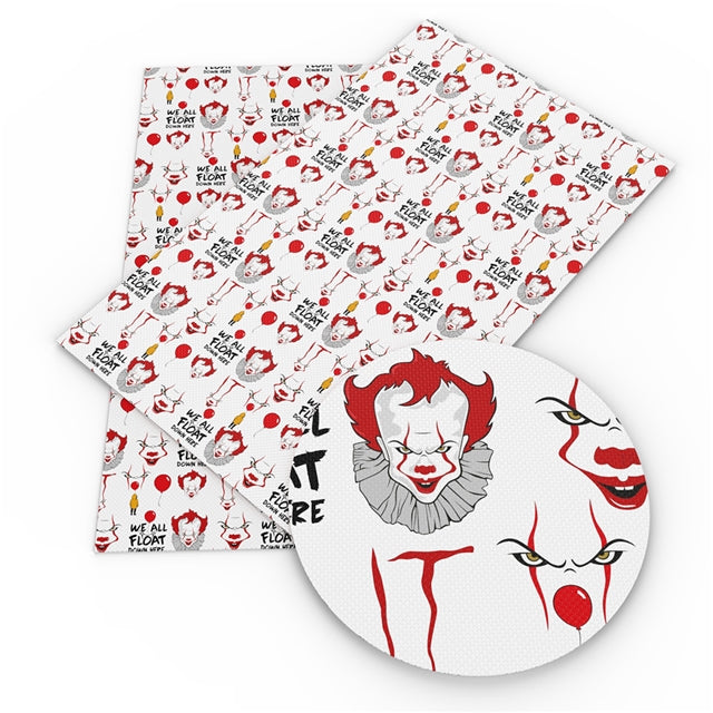 Pennywise Movie IT Litchi Printed Faux Leather Sheet Litchi has a pebble like feel with bright colors