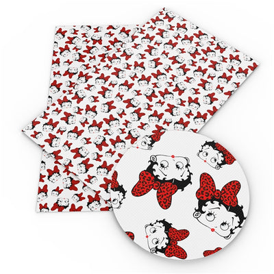 Betty Boop Litchi Printed Faux Leather Sheet Litchi has a pebble like feel with bright colors