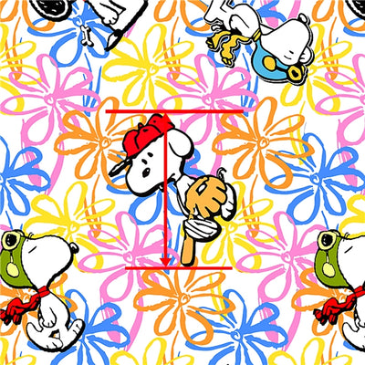 Snoopy and Woodstock Litchi Printed Faux Leather Sheet Litchi has a pebble like feel with bright colors