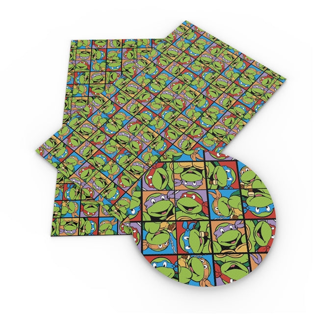 Teenage Mutant Ninja Turtles Printed Faux Leather Sheet Litchi has a pebble like feel with bright colors