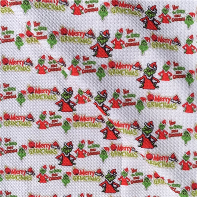 The Grinch Christmas Print Bullet Textured Liverpool Fabric
