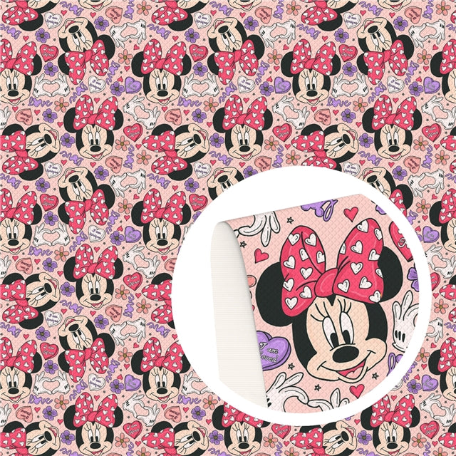 Minnie Litchi Printed Faux Leather Sheet Litchi has a pebble like feel with bright colors