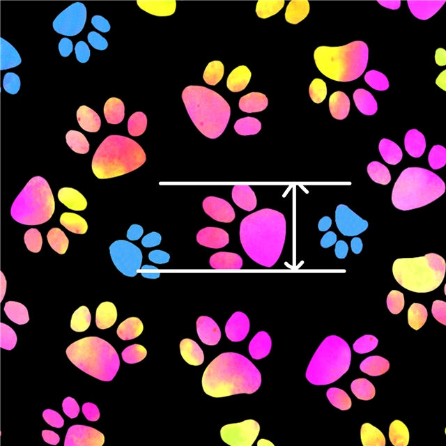 Colorful Dog Paw Litchi Printed Faux Leather Sheet