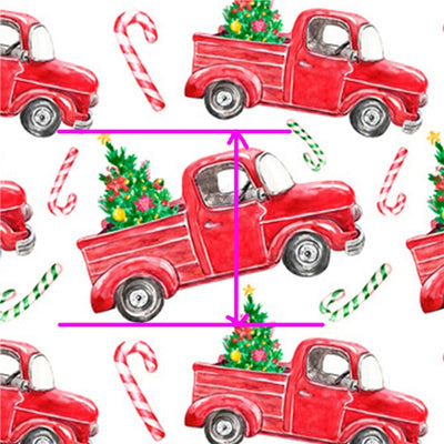 Red Christmas Truck Printed Faux Leather Sheet