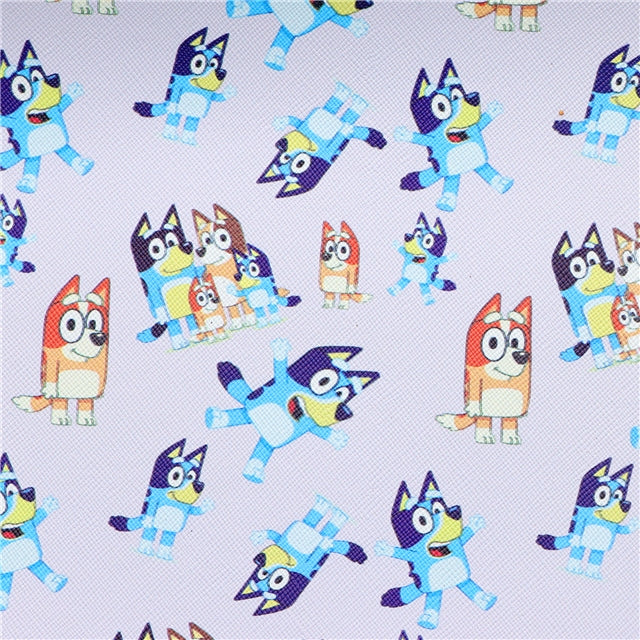 Blue Dog Glitter Double Sided Printed Faux Leather Sheet