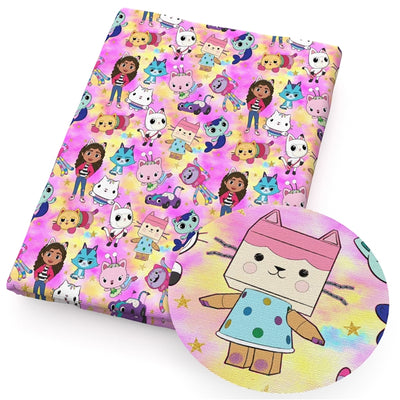 Gabby's Dollhouse Litchi Printed Faux Leather Sheet Litchi has a pebble like feel with bright colors